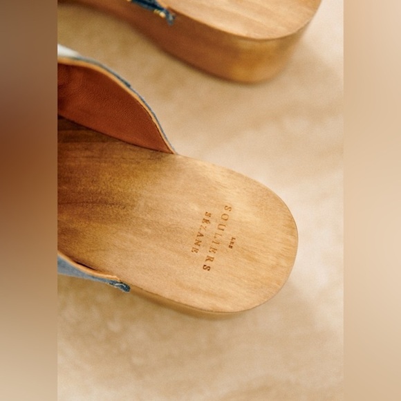 [🌟 PRICE FIRM] SEZANE x Sea NY Davia Clogs Denim Blue Suede Leather Patchwork - Picture 3 of 13